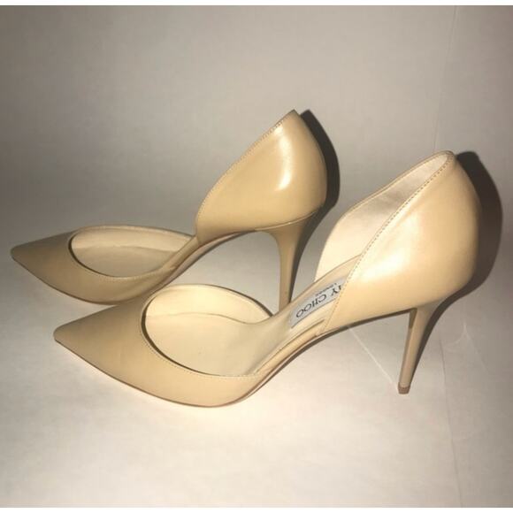 Jimmy Choo Love 85 Nude Leather Pointed-Toe Heels Size 41 IT (US ~10) - Picture 1 of 5